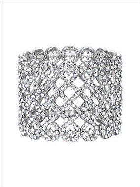 Art Deco Crystal Stretch Bridal Bracelet Wide Love Knot Wedding Bridesmaid